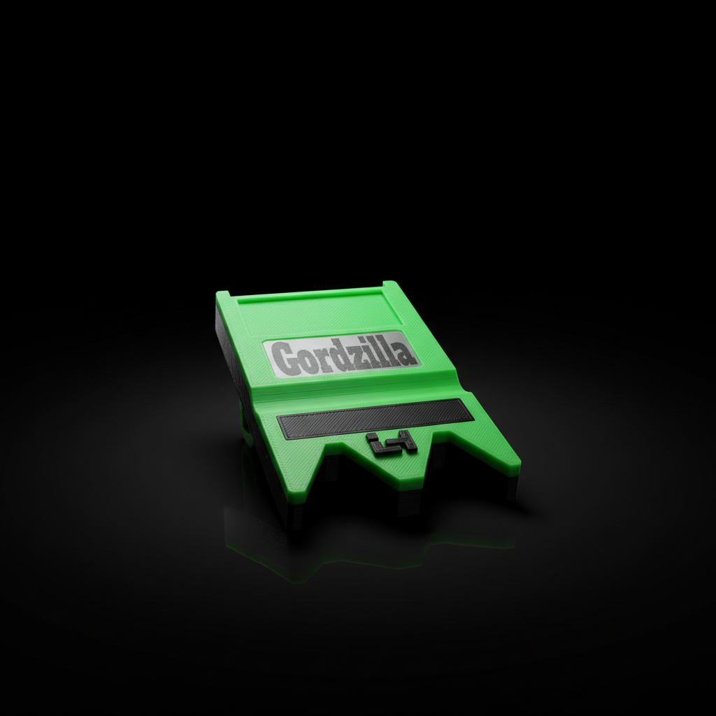 C"Compact Cue Holder 3D-printed portable pool cue stand in green with custom Gordzilla name label 